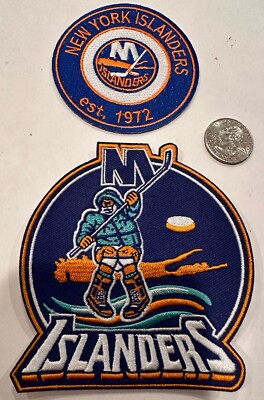 (2)-NEW YORK ISLANDERS VINTAGE STYLE EMBROIDERED IRON ON PATCHES 4 x 4  /3 x 3 