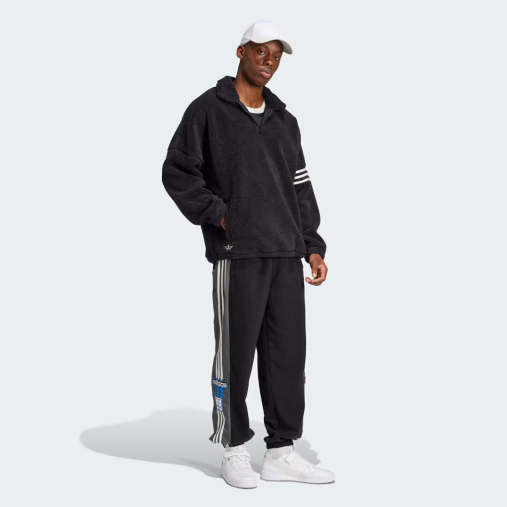 New Adidas Mens NEUCLASSICS FELLECE HALF ZIP SWEAT IW0976 BLACK M