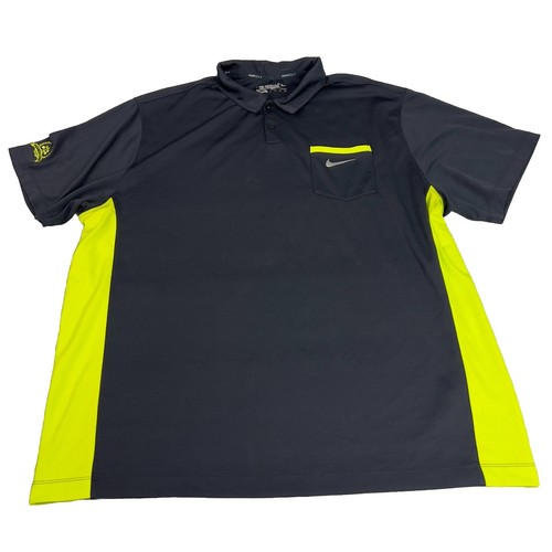 Nike Golf Polo Fit Dry Tour Performance Swoosh Men's 2XL Polyester Black Yellow