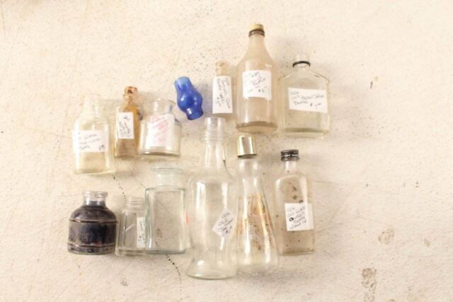 12 Vintage & Antique Glass Bottles Ink Medicine Perfume