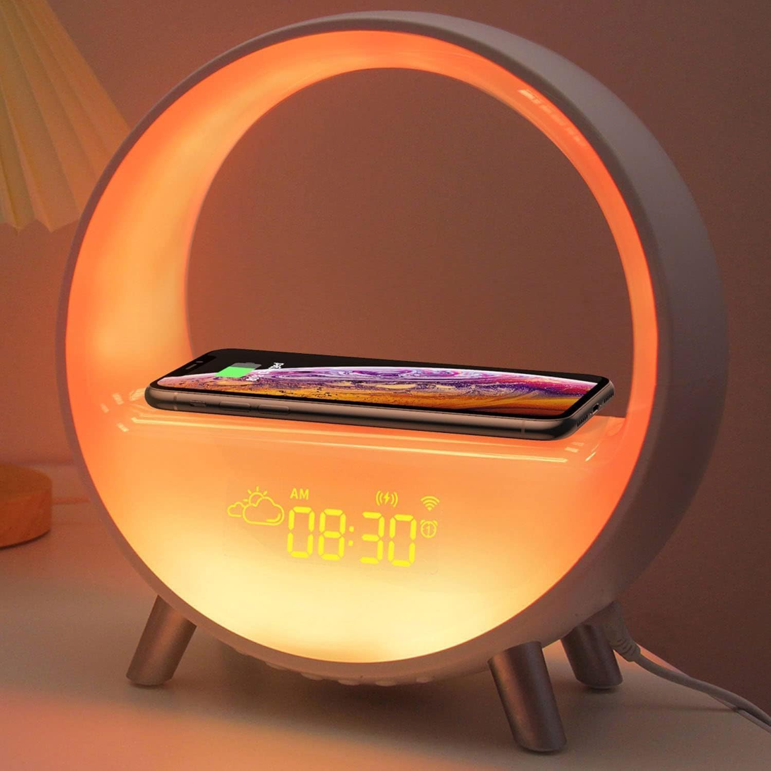 Lampada LED Smart G-Shape 4-in-1: Ricarica Wireless 15W e Speaker