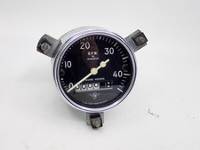 Nos Stewart Warner 4500 Rpm Tachometer Wings Logo Rear Mount Curved Glass Lens