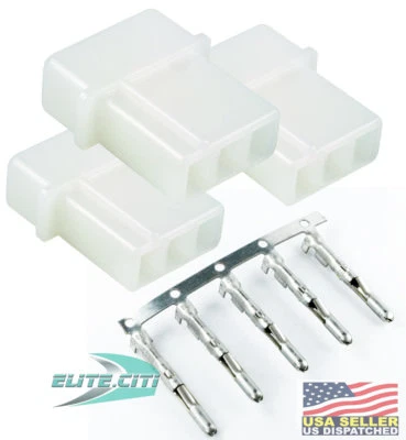 TE CONNECTIVITY AMP CONNECTORS TE/AMP 3 Pin Strobe Bulb Power Supply Male Connector Cable Whelen Federal 3-PACK