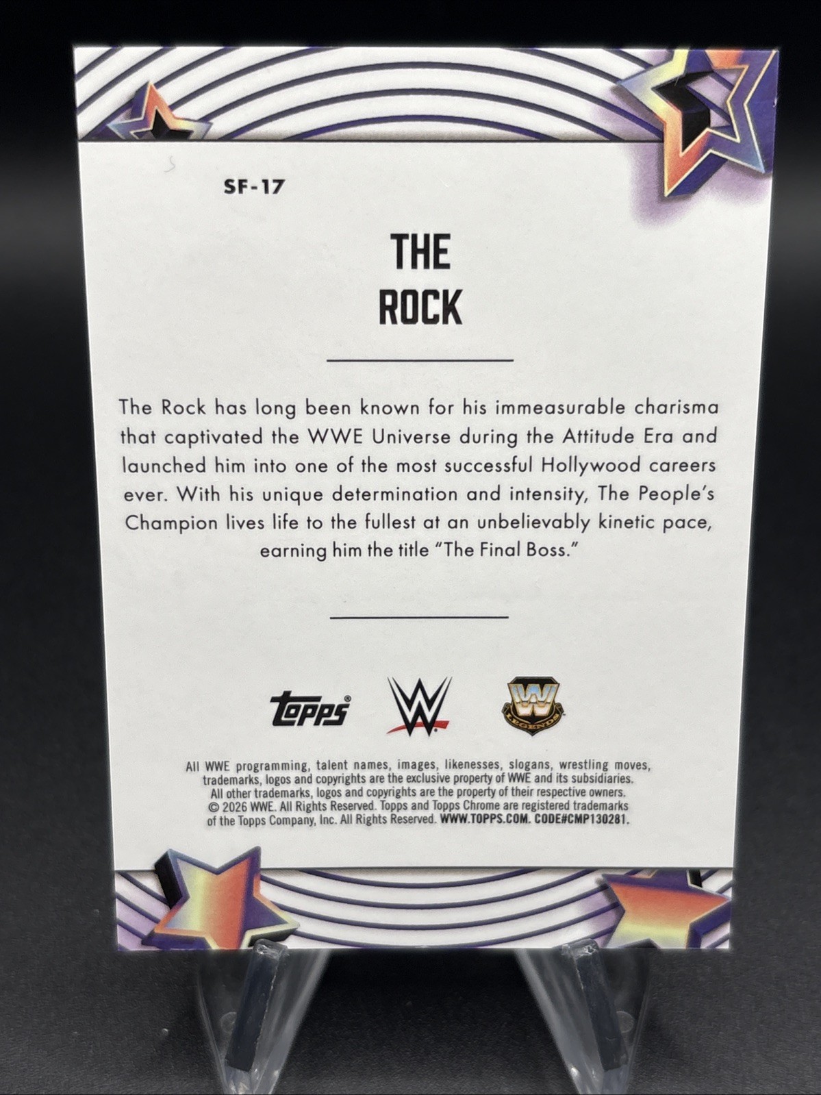2026 Topps WWE Cosmic Chrome The Rock Orange Starfractor 21/25 #SF-17 view 2