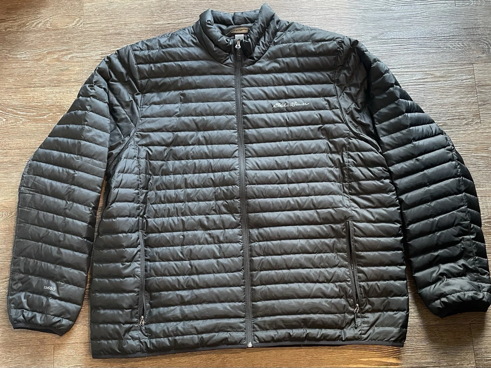 Eddie Bauer Jacket Mens XXL Black EB650 Down Quilted Puffer Packable Outdoors