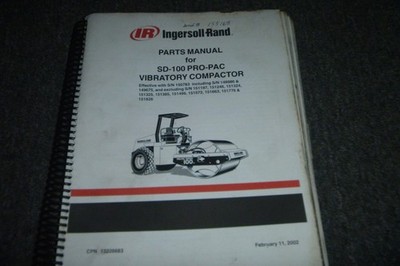 Ingersoll Rand SD-100 Pro Pac Vibratory Compactor Parts Catalog Manual 150783 xz