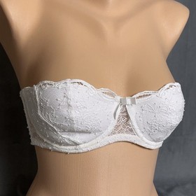 Agent Provocateur Size 32C Love Strapless Bra White Straps Padded Bridal