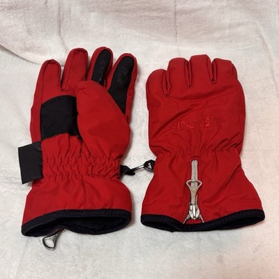 Metropolis Primaloft Ski Gloves Mens Medium Red Black Full Zip Cuff