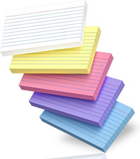 250 Count Index Cards 3X5 Inch Colored Ruled Lined Heavyweight Flash Cards Study