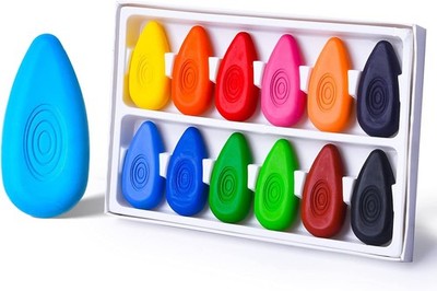 12 Colours Wax Crayons for Toddlers, Non-Toxic and Washable Colouring Pens fo...