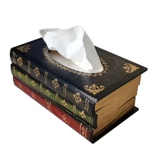 Classical Wooden Antique Book Tissue Box Cover Rectangular Tissue box(black-top)