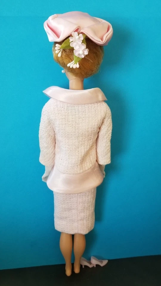 20 世纪 60 年代复古芭比娃娃套装 - 粉色时尚午餐 #1656 完整(带重复帽) — 第 3/4 张图片