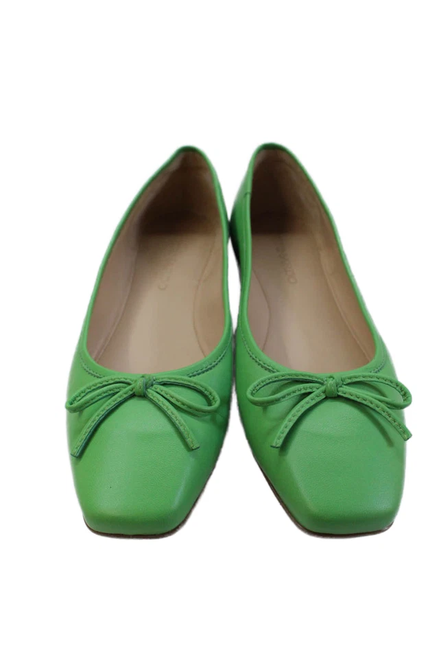 Bernardo Womens Slip On Square Toe Bow Ballet Flats Green Leather Size 6M - Image 2 of 4