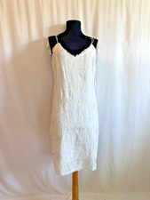 Elie Tahari White Linen Beaded Slip Dress - Size 4 Small