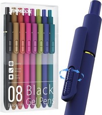 8 Pack Gel Pens, Black Ink Quick-Drying No Smudge with Fidget 0.7mm Fine Po...