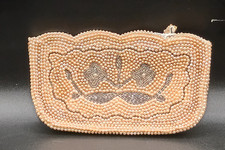Vtg John Wind Clutch Purse Made In Japan Tiny Beaded With Floral Design Clean