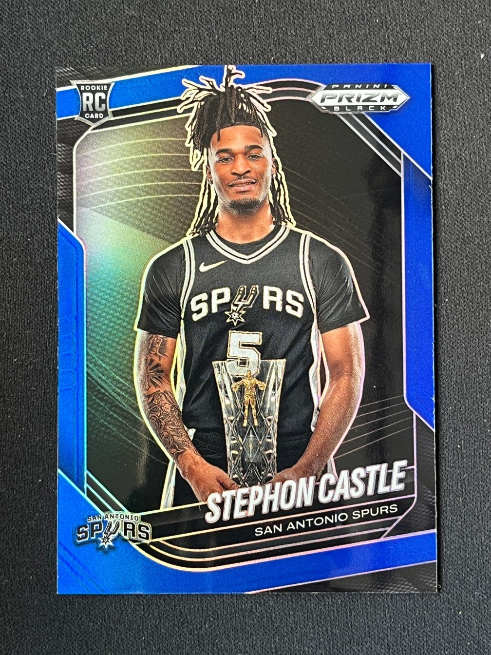 Stephon Castle 2024-25 Panini Prizm Black Blue Prizm 050/199 RC #96