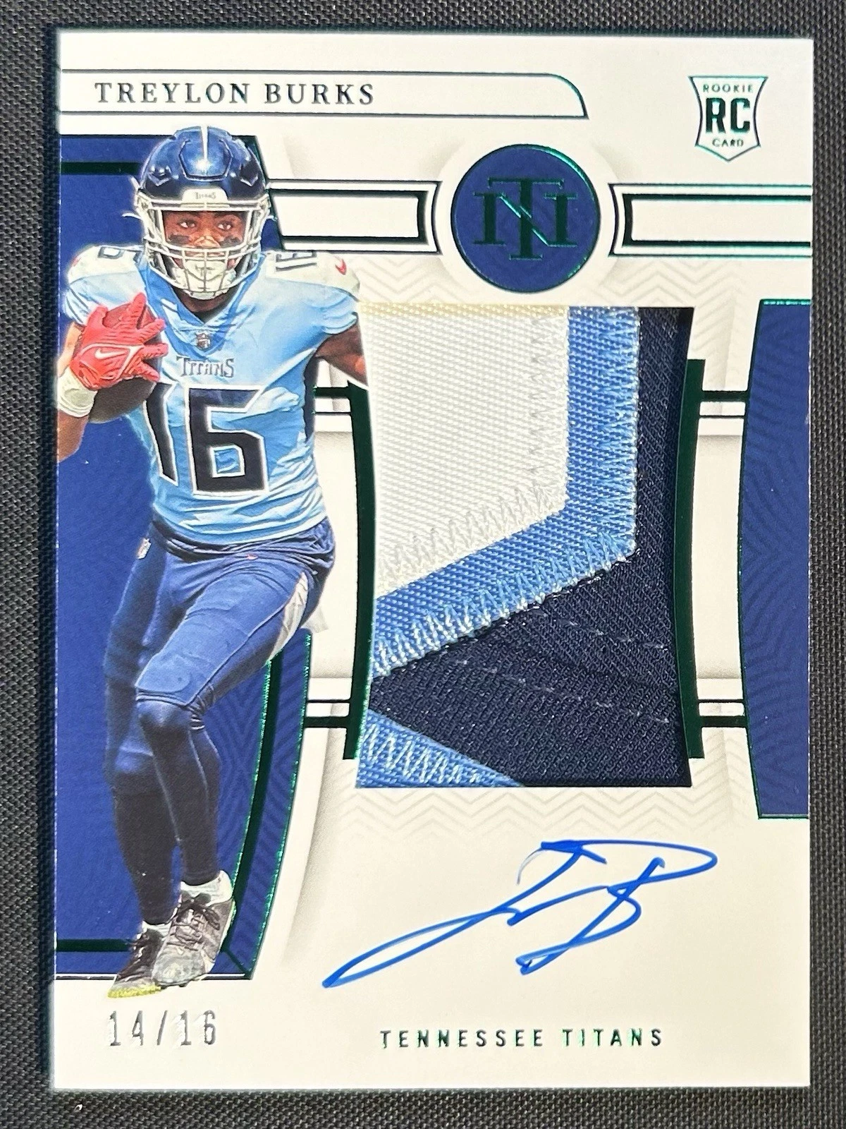 2022 National Treasures Treylon Burks #169 Jersey # RPA Auto Green /16 Rookie RC