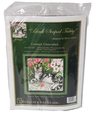 Kustom Krafts Black Striped Tabby Cat Counted Cross-stitch Kit #90107