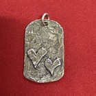 Unmarked Sterling Silver 925 Love Changes Everything Heart Textured Tag Pendant