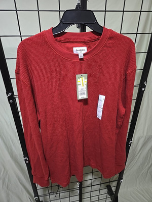 Goodfellow Mens Size Large Long Sleeve Thermal Waffle Red Long