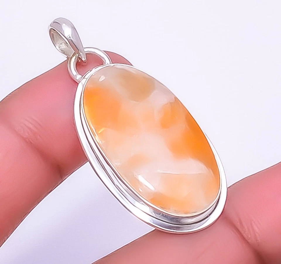 Calcita Naranja - Colgante Perú Plata de Ley 925 1.72" P9201424, Regalo Navidad Foto 4 de 4
