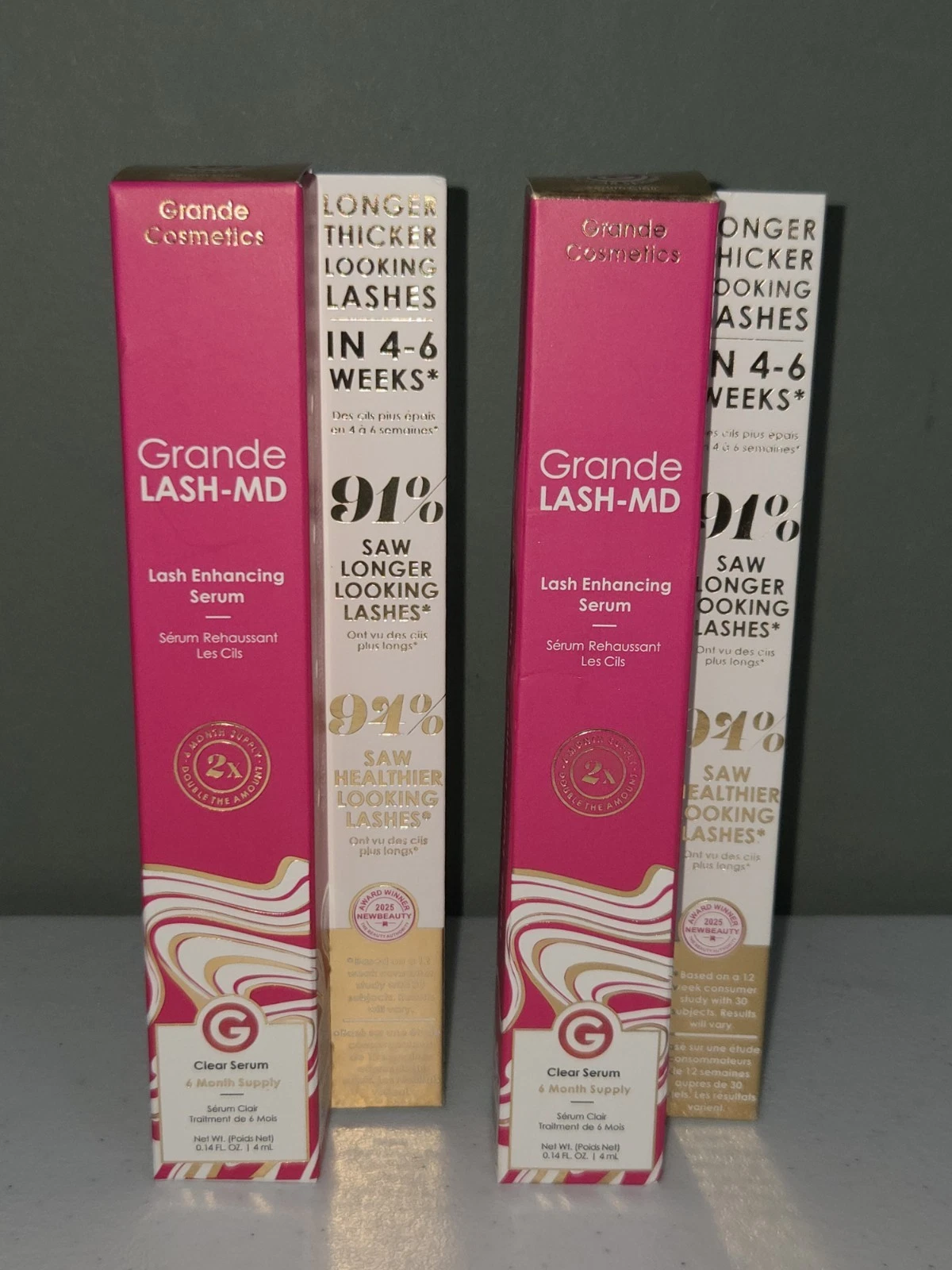 New! Lot of 2 Grande Lash-MD Lash Enhancing Serum CLEAR Jumbo 0.14oz Exp. 8/2028