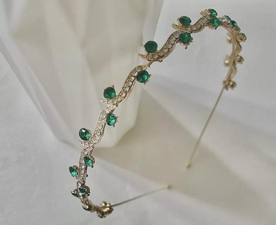 Eleganz 18K Gelbgold Über Smaragd & Diamant Braut Tiara Stirnband Für Damen