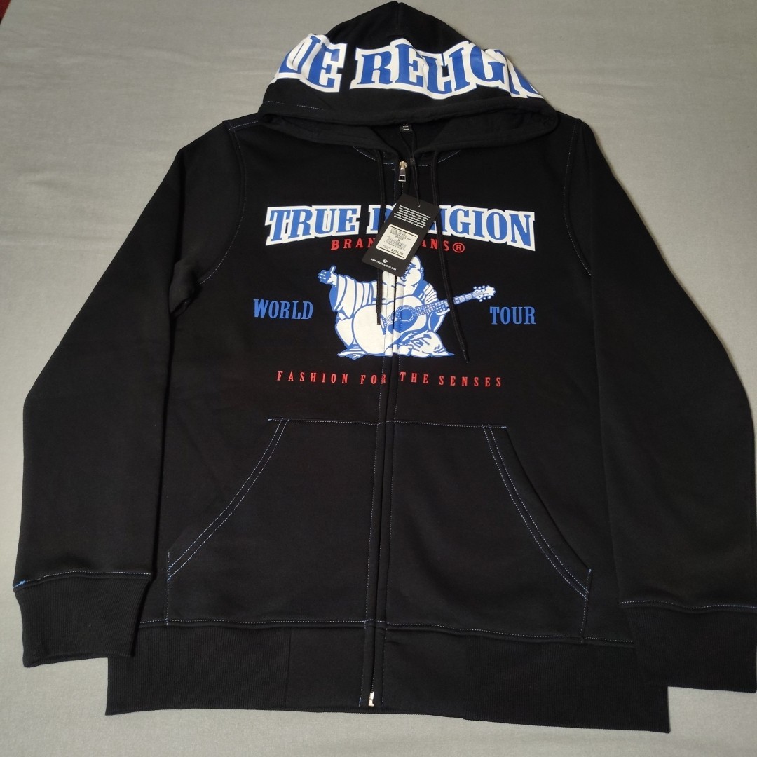 True Religion - Buddha Icon Zip Hoodie - Mens Medium - Jet Black - MSRP $124