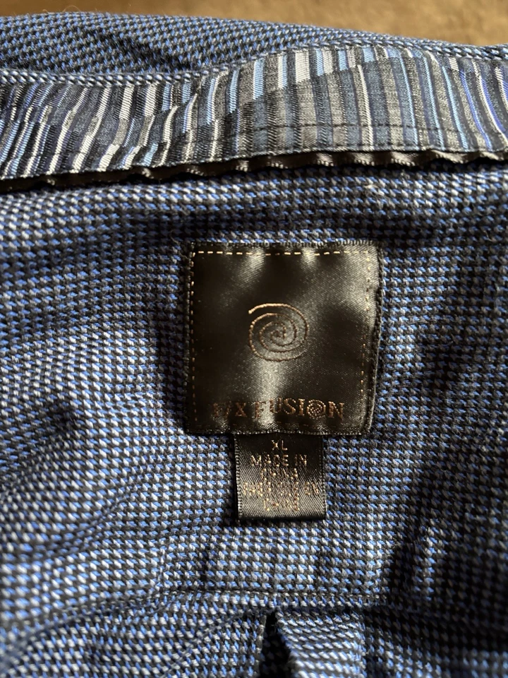 Camisa XL a cuadros azul/negro de manga larga de trabajo informal para hombre F/X Fusion Foto 3 de 4