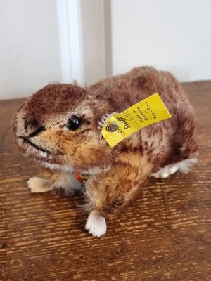 Steiff 1960-64 Mohair Murmy Murmot 10cm MPN 2310,00 erhabene Schrift Knopf & Etikett