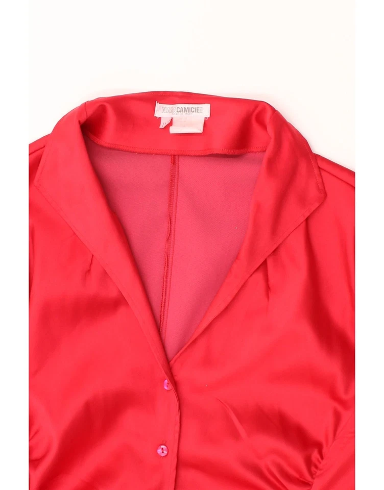 NARACAMICIE Womens Shirt Blouse UK 14 Large Red Polyester DH11 — 第 3/3 张图片