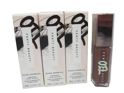FENTY BEAUTY GLOSS BOMB OIL LUMINIZING LIP OIL N'GLOSS 03 ROSE AMBER  0.3 OZ 3PC
