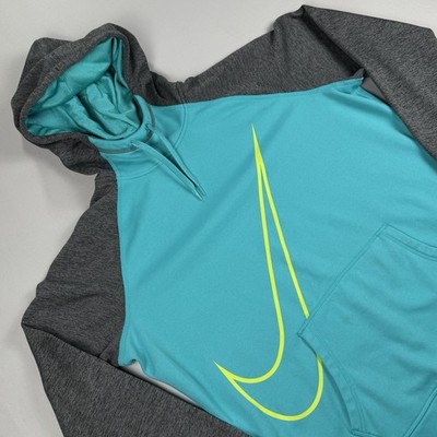 Nike Therma-FIT All Time Swoosh Hoodie Womens XL Teal Gray Pullover