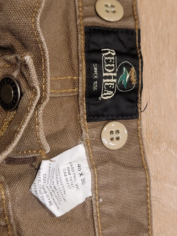 Redhead Pants 40x3o Brown Men’s Bass Pro Field Pants Brown Green Hunting 🦌 🐟  - Image 4 of 4