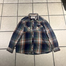 Vintage sears roebuck  co distressed 100 cotton pearl snap flannel size xl