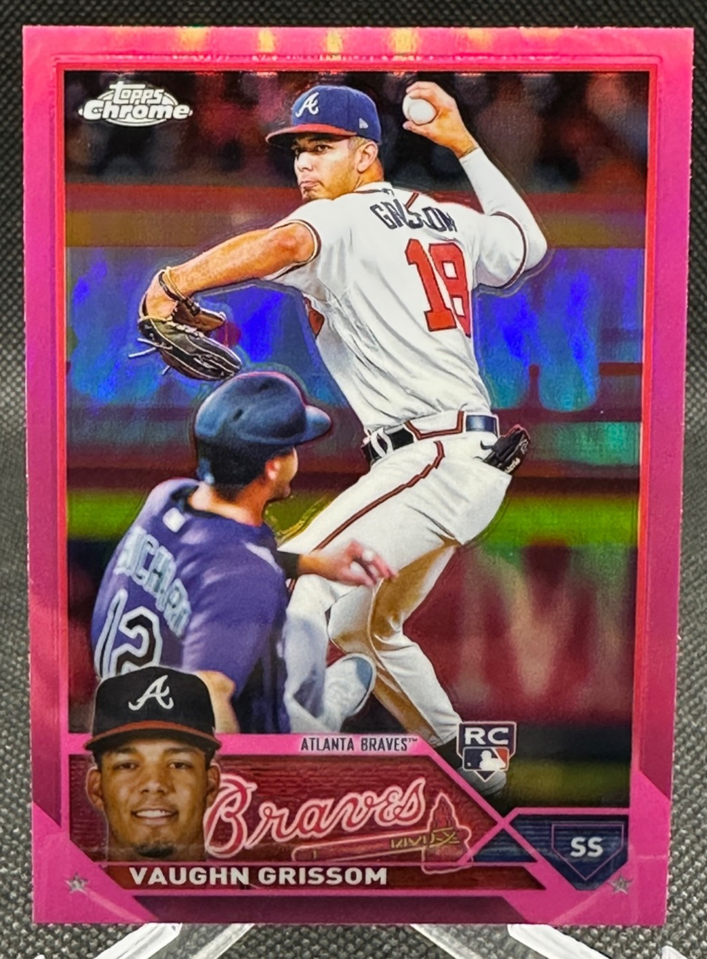 🔥2023 Topps Chrome PINK REFRACTOR Vaughn Grissom RC ROOKIE CARD #48 ANGELS!