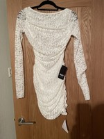 Ego White Lace Backless Mini Dress