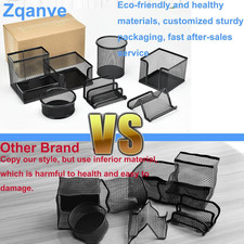 Desk Organizers set with Mesh Pen Holder Cup, 3 Compartments Black Office Sup...