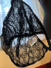 VTG Flair Union Made USA Panties Lacey Black Sheer String Bikini 1970  s S 5