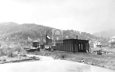Railroad Train Engine House Spruce West Virginia WV - Reprint