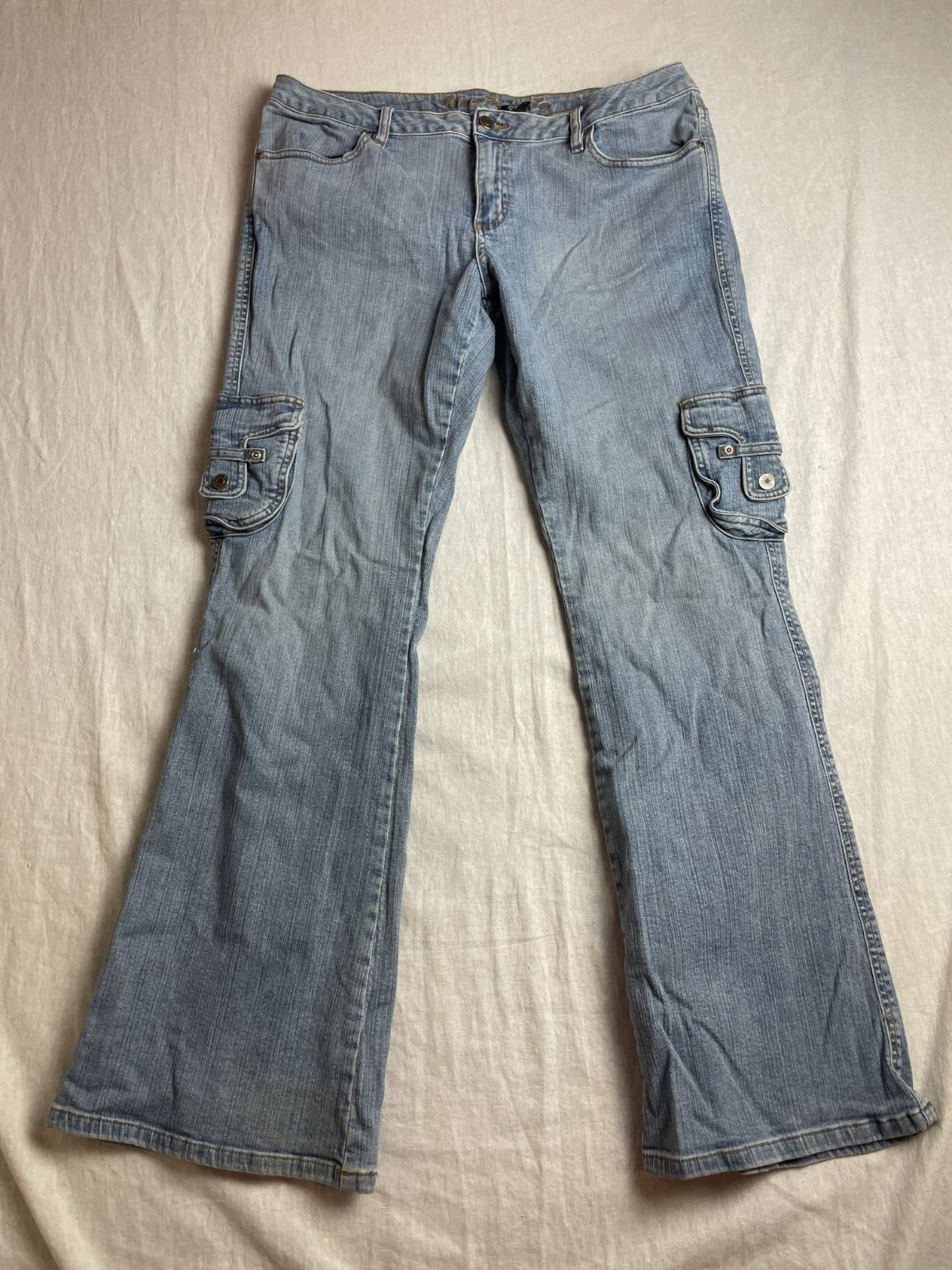 Vintage Y2K Arizona Jean Co Blue Womens 13 Cargo Flare Streetwear Denim Jeans