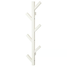 IKEA TJUSIG Wall Mounted Coat Rack White Solid Wood Clothes Hanger Storage 78cm