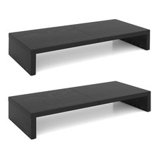 TEAMIX 2-Pack 20 in Monitor Stand Riser, Black Fixed Desktop Stand w/ Storage