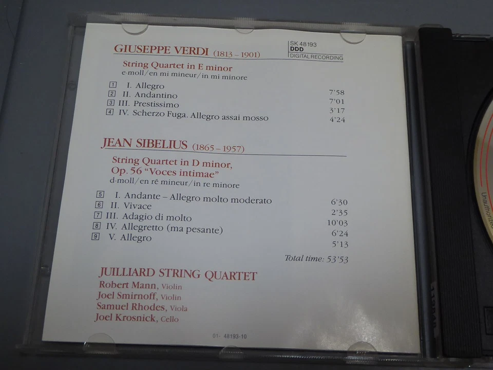 JULIAN STRING QUARTET verdi / sibelius NM/VG+ (CD Album, Classical) - Bild 2 von 4