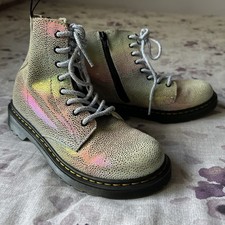 Dr. Doc Martens 1460 Pascal J Iridescent Rainbow Shimmer Sparkle Boots Size 3