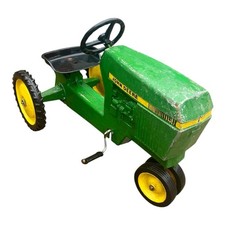 1970s John Deere Metal Pedal Tractor Model #520 Yellow Green Metal Seat