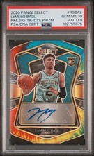 PSA 10 2020 Select Rookie Signatures Lamelo Ball Tie-Dye Prizm RC Auto /25