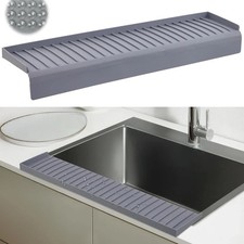 Sink Edge Protector with Suction Cup 4"x14", Silicone Sink Splash Guard for K...