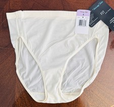 New VANITY FAIR Comfort Essentials HI CUT SATIN BRIEF Ivory Cream Size 6 NWT